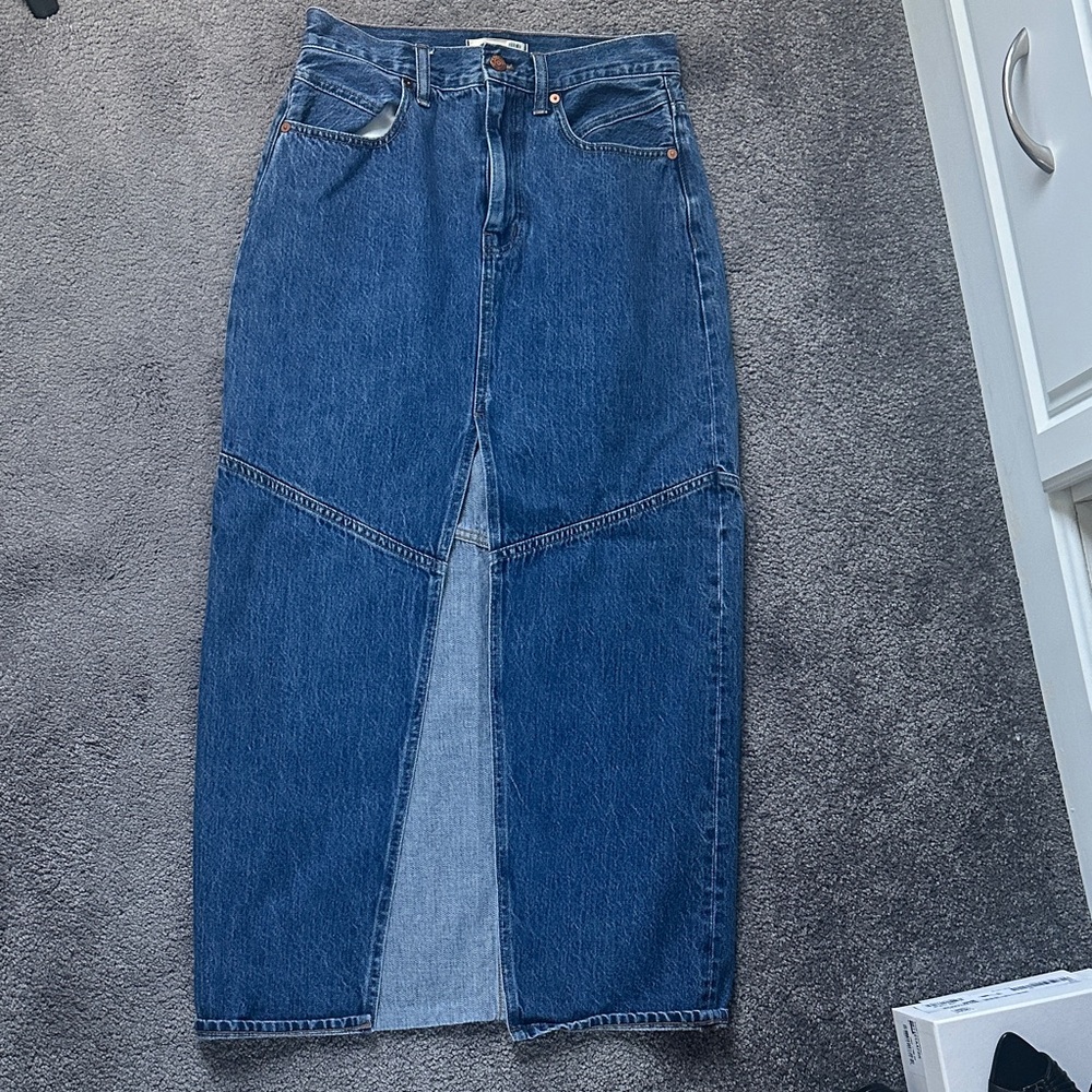 Madewell Blue Denim Maxi Skirt